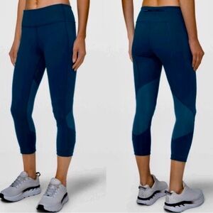 lululemon athletica Teal NIGHT DRIVER PACE RIVAL 22"Cropped Performance Leggings